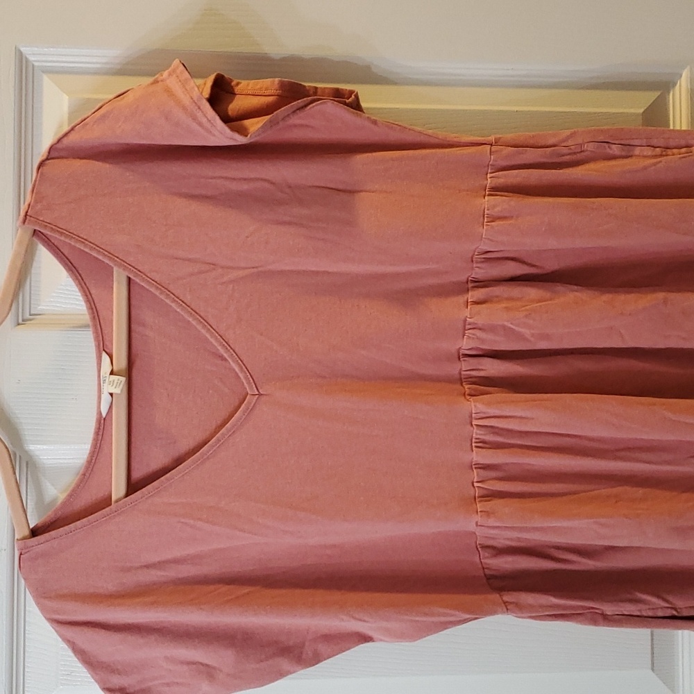 Terra & Sky Tiered V neck T-shirt Dress 0X